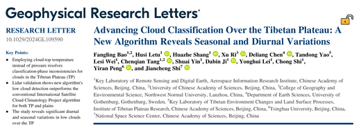 CARE团队发布青藏高原新的云分类产品